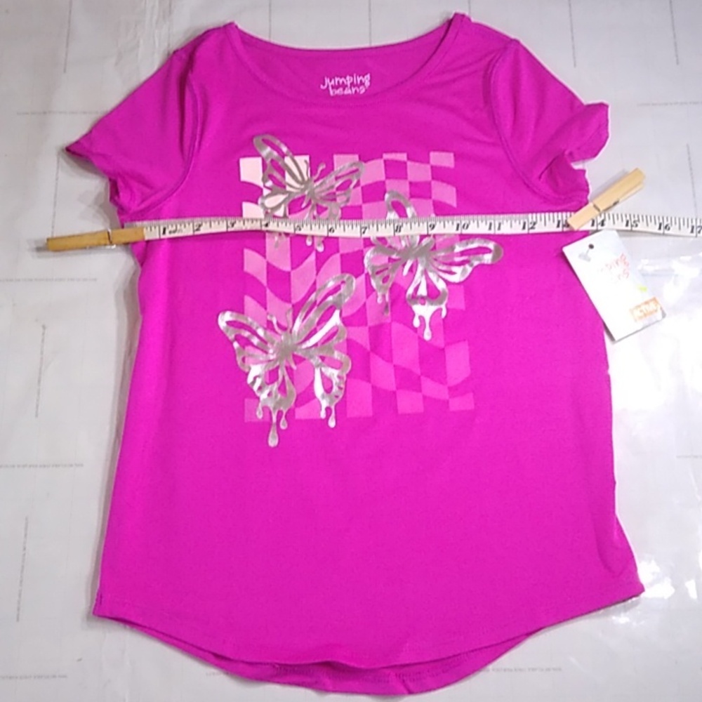 #447 Girls BNWT pink butterfly size 8 active top